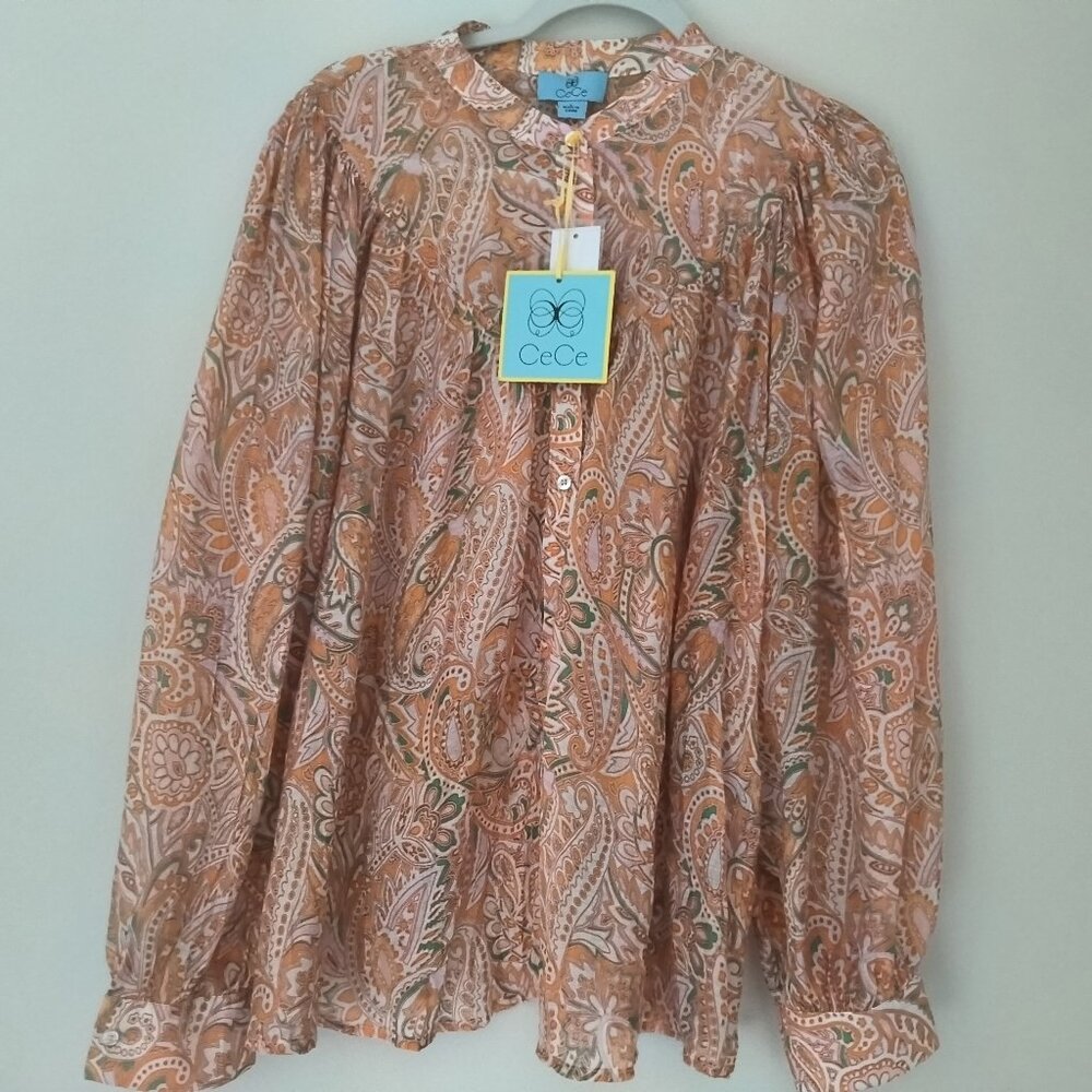 CeCe  NWT Paisley Print Top Size L